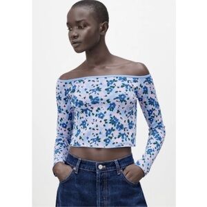 ZARA Off the Shoulder Jacquard knit top size L 1822/043